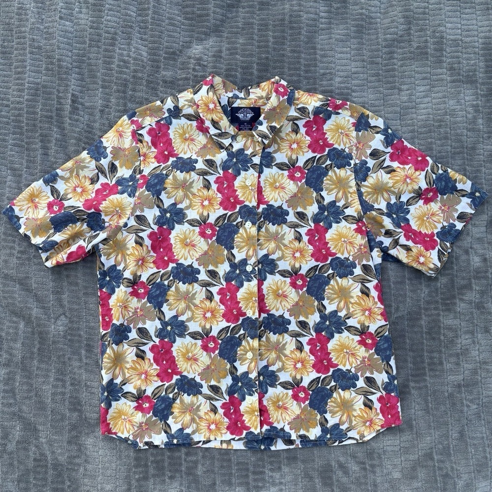 Vintage 90s Dockers Floral Shirt M Short Sleeve Button Up